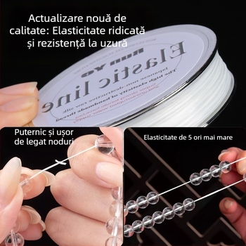 Fir plat elastic din mătase, pentru mărgele, șnur elastic rezistent la uzură pentru brățări cu cristale