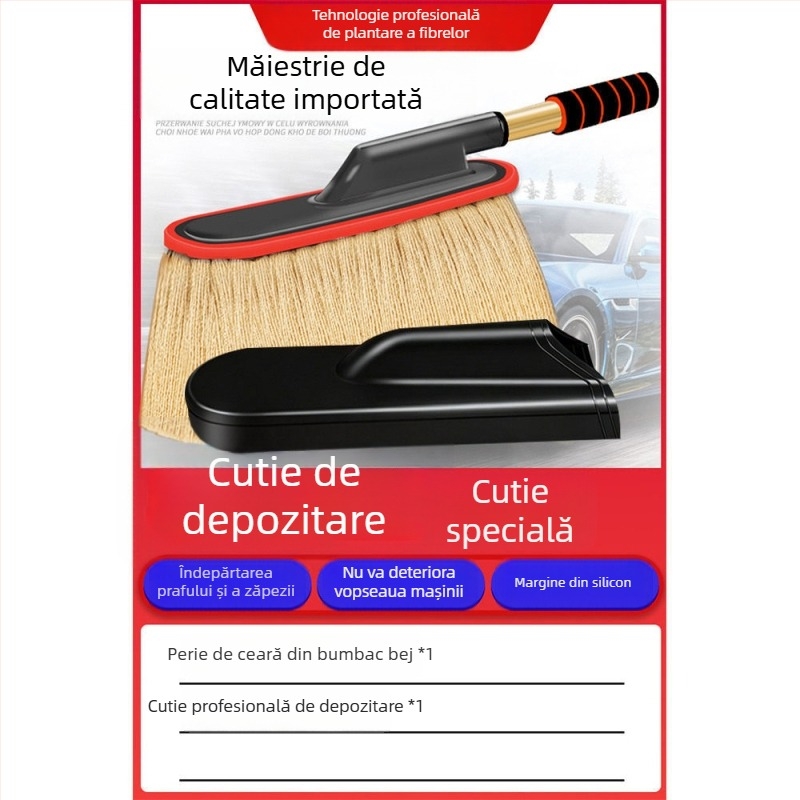 Perie auto pentru praf, cu peri moi, pentru curățare și aplicare ceră