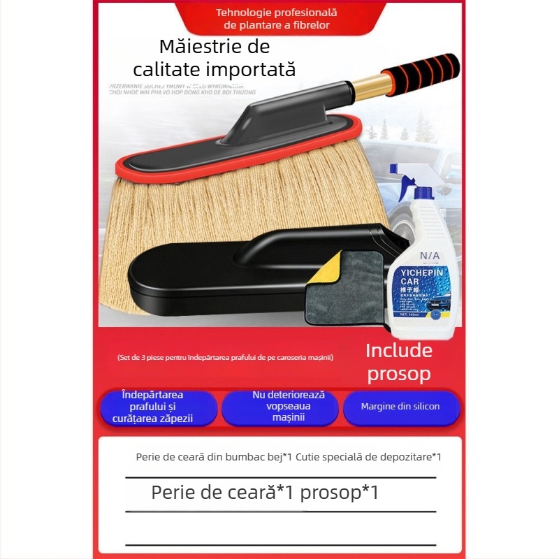 Perie auto pentru praf, cu peri moi, pentru curățare și aplicare ceră