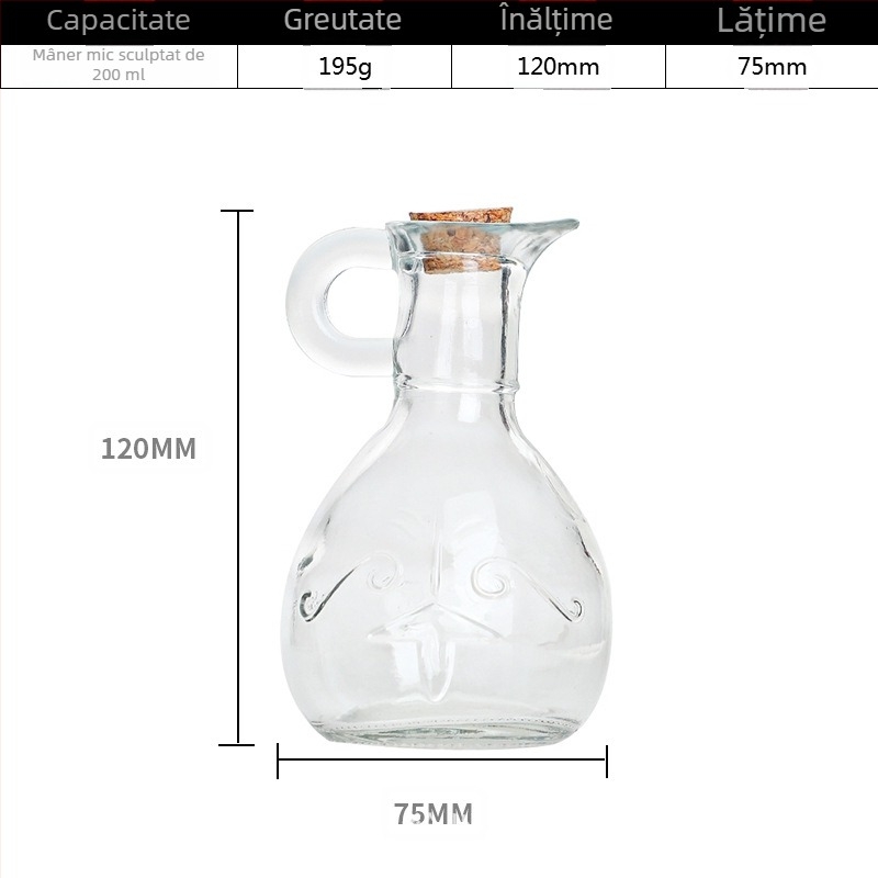 Around the Sea Sticlă transparentă cu mâner gravat, pentru ulei, vin de gătit și sos de soia