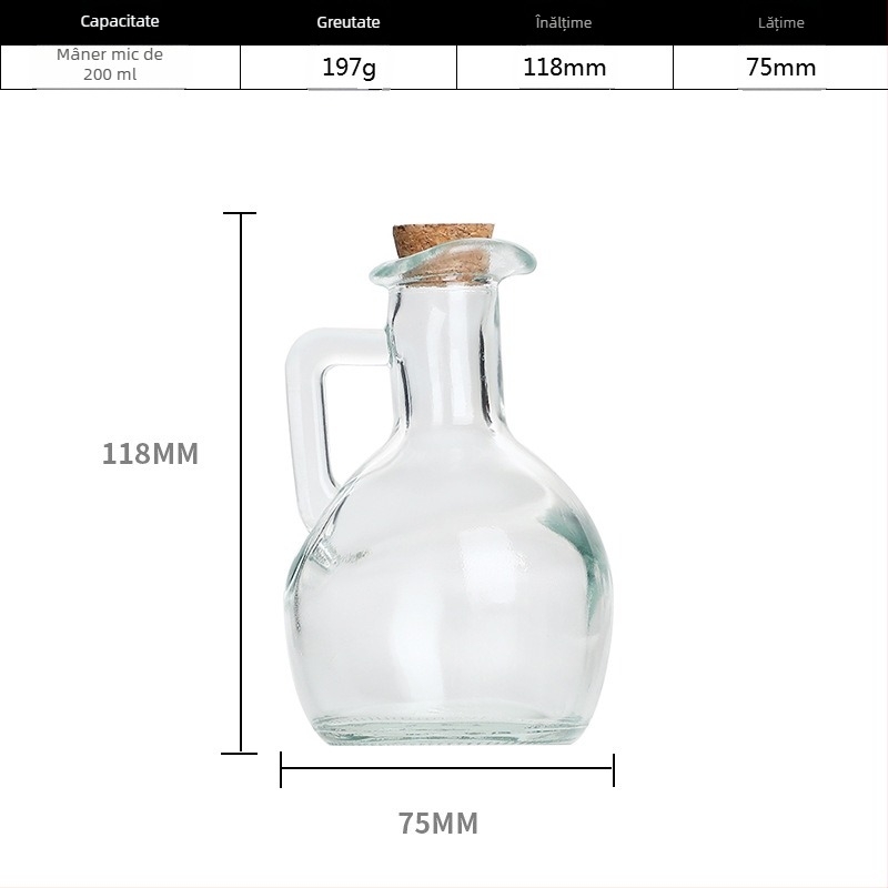 Around the Sea Sticlă transparentă cu mâner gravat, pentru ulei, vin de gătit și sos de soia