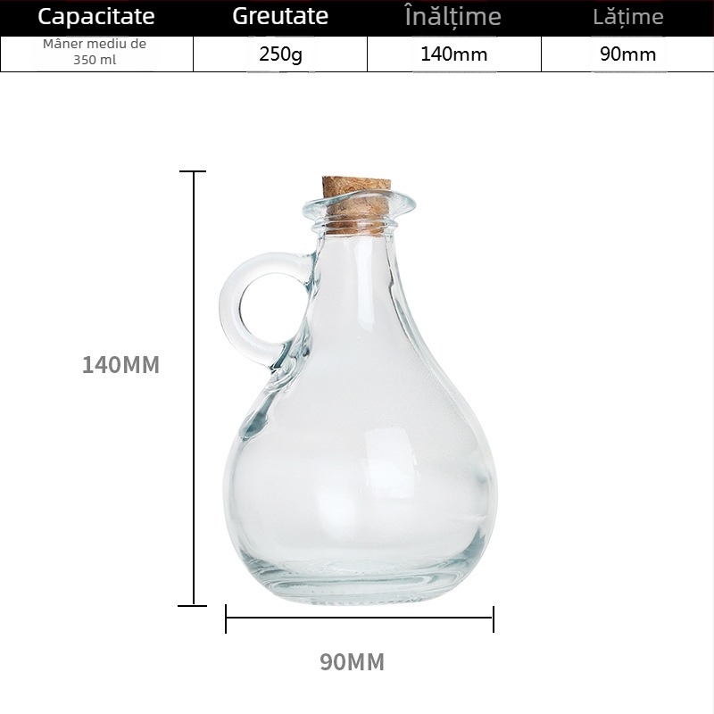 Around the Sea Sticlă transparentă cu mâner gravat, pentru ulei, vin de gătit și sos de soia