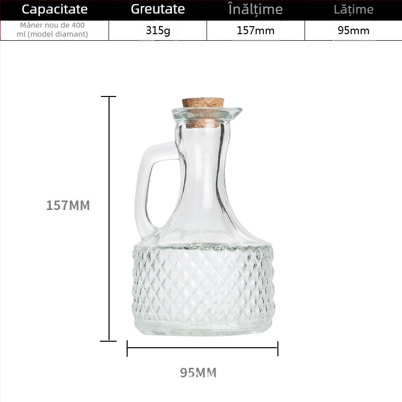 Around the Sea Sticlă transparentă cu mâner gravat, pentru ulei, vin de gătit și sos de soia