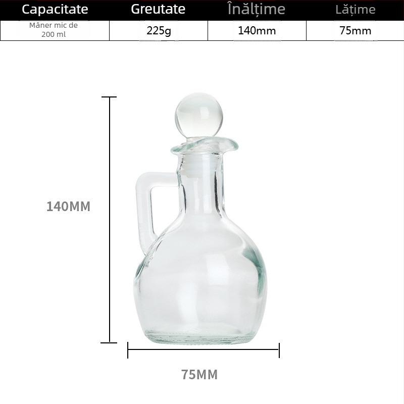 Around the Sea Sticlă transparentă cu mâner gravat, pentru ulei, vin de gătit și sos de soia