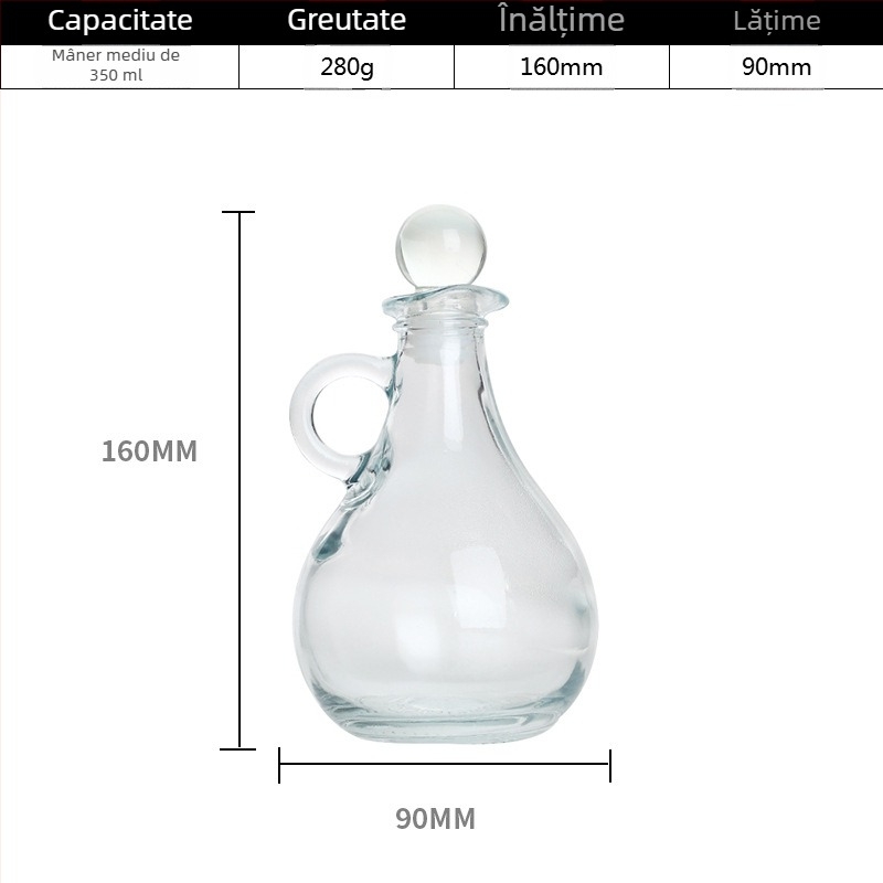 Around the Sea Sticlă transparentă cu mâner gravat, pentru ulei, vin de gătit și sos de soia
