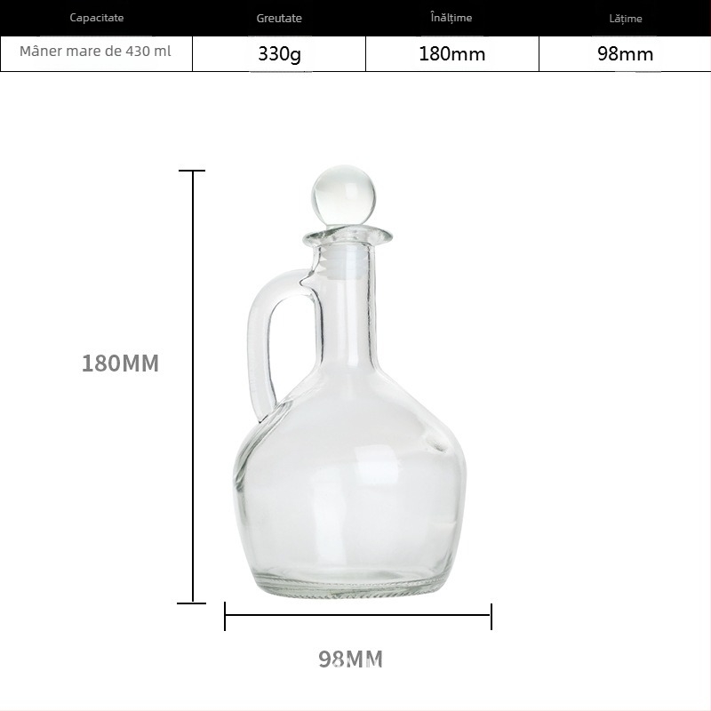 Around the Sea Sticlă transparentă cu mâner gravat, pentru ulei, vin de gătit și sos de soia