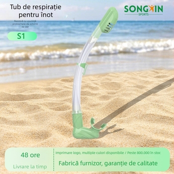 Snorkel din silicon pentru înotul în stil liber, adulți, negru