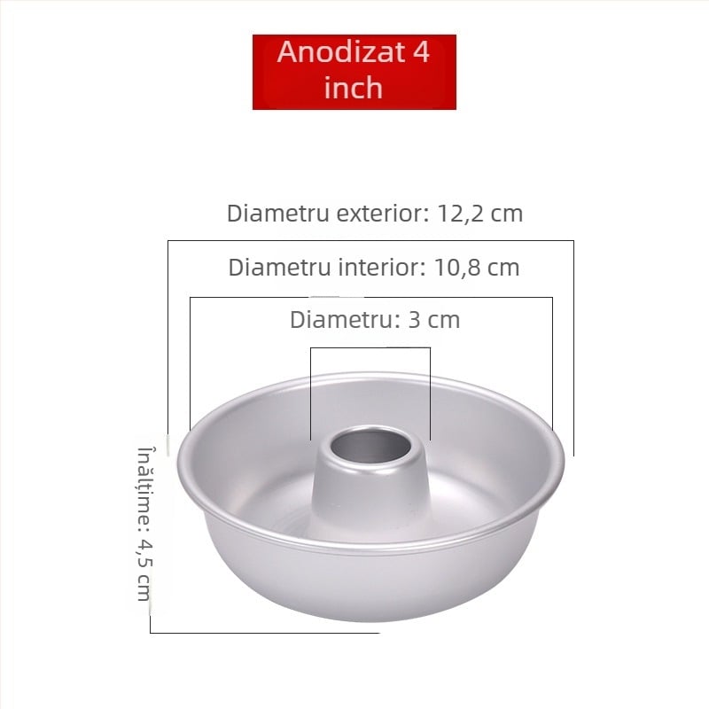 Formă din aluminiu pentru chec chiffon și formă de chec înger cu centru gol, pentru gogoși caramelizate