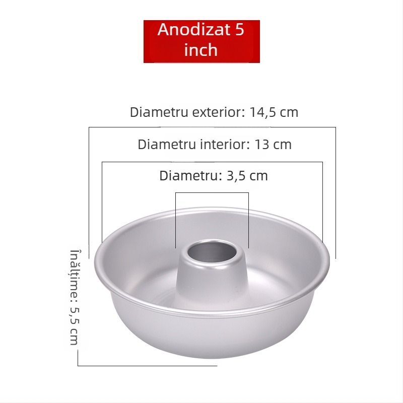 Formă din aluminiu pentru chec chiffon și formă de chec înger cu centru gol, pentru gogoși caramelizate