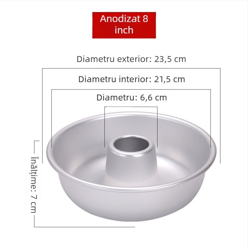 Formă din aluminiu pentru chec chiffon și formă de chec înger cu centru gol, pentru gogoși caramelizate