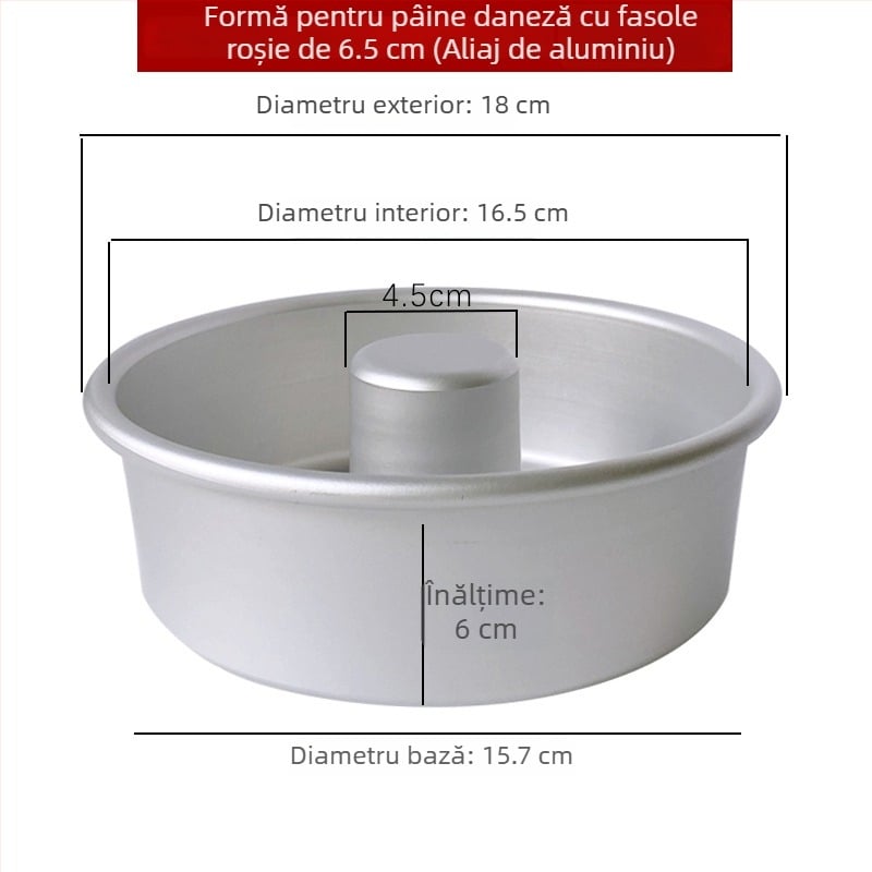 Formă din aluminiu pentru chec chiffon și formă de chec înger cu centru gol, pentru gogoși caramelizate