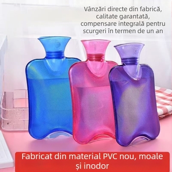 Borcanelă de apă caldă cu husă plușată, design îngroșat, temperatură reglabilă, compresie caldă pentru abdomen, umeri, gât, picioare și mâini