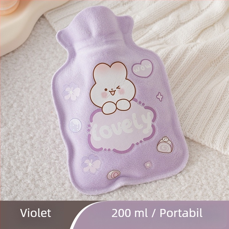 Sticlă de apă caldă pentru copii, mic design drăguț de desene animate – încălzește mâinile și burta, umplută cu apă, pluș