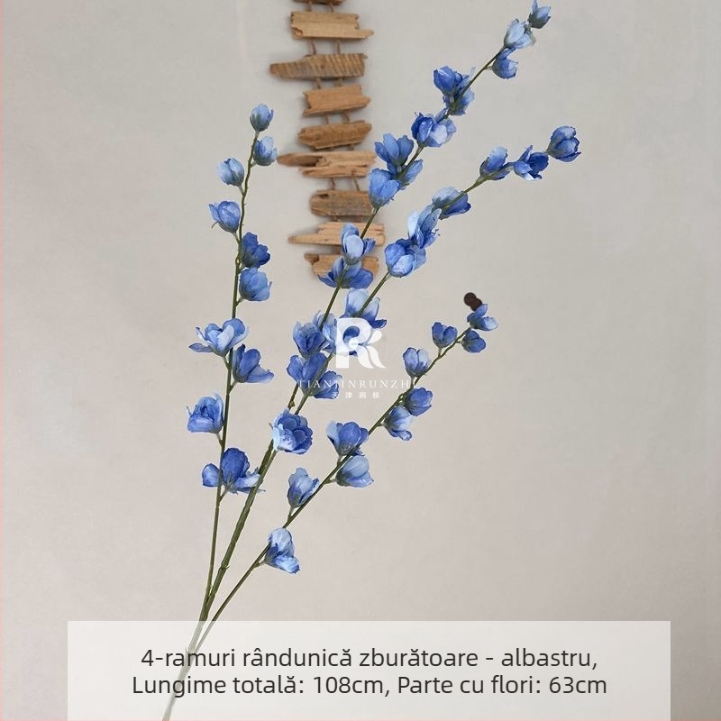 Flori artificiale de nuntă – crengi înalte cu delphinium violet pentru decorul sălii de nuntă, culoarului și fundaluri pentru fotografii