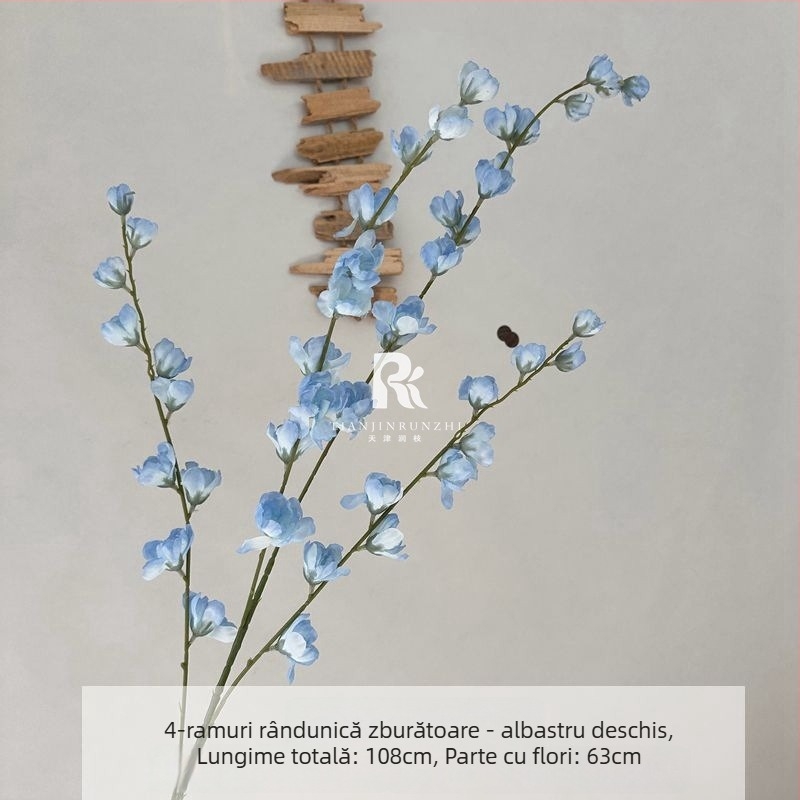 Flori artificiale de nuntă – crengi înalte cu delphinium violet pentru decorul sălii de nuntă, culoarului și fundaluri pentru fotografii