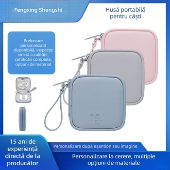 BUBM Portofel monedă - organizator minimalist, culoare solidă, impermeabil și rezistent la zgârieturi din PU, husă pentru căști