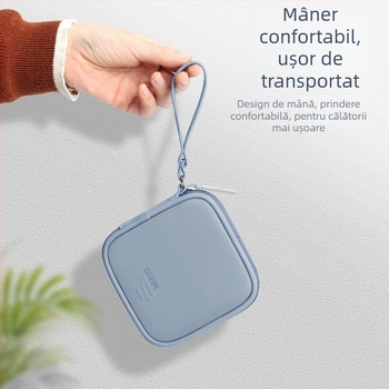 BUBM Portofel monedă - organizator minimalist, culoare solidă, impermeabil și rezistent la zgârieturi din PU, husă pentru căști