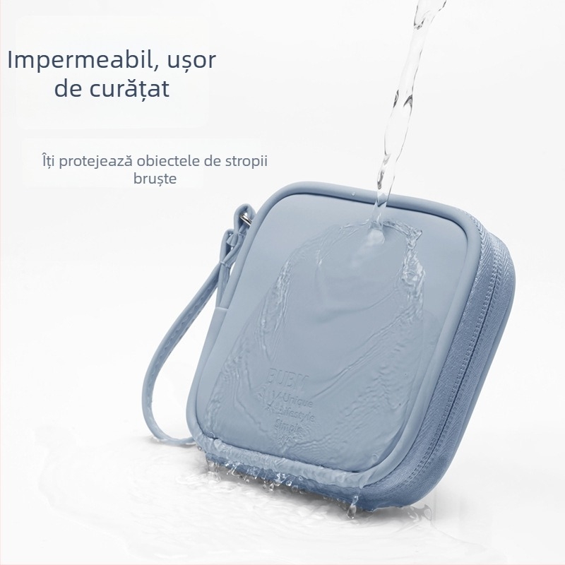BUBM Portofel monedă - organizator minimalist, culoare solidă, impermeabil și rezistent la zgârieturi din PU, husă pentru căști