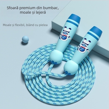 Sfoară pentru sărituri din bumbac, reglabilă, cu inel antiuzură, standard sportiv pentru copii