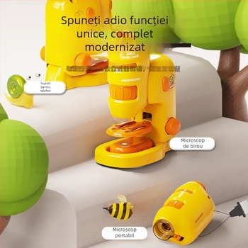 Microscop portabil pentru copii, set de experimente științifice pentru ciclul primar, mostre de insecte și plante, jucărie STEM pentru băieți și fete