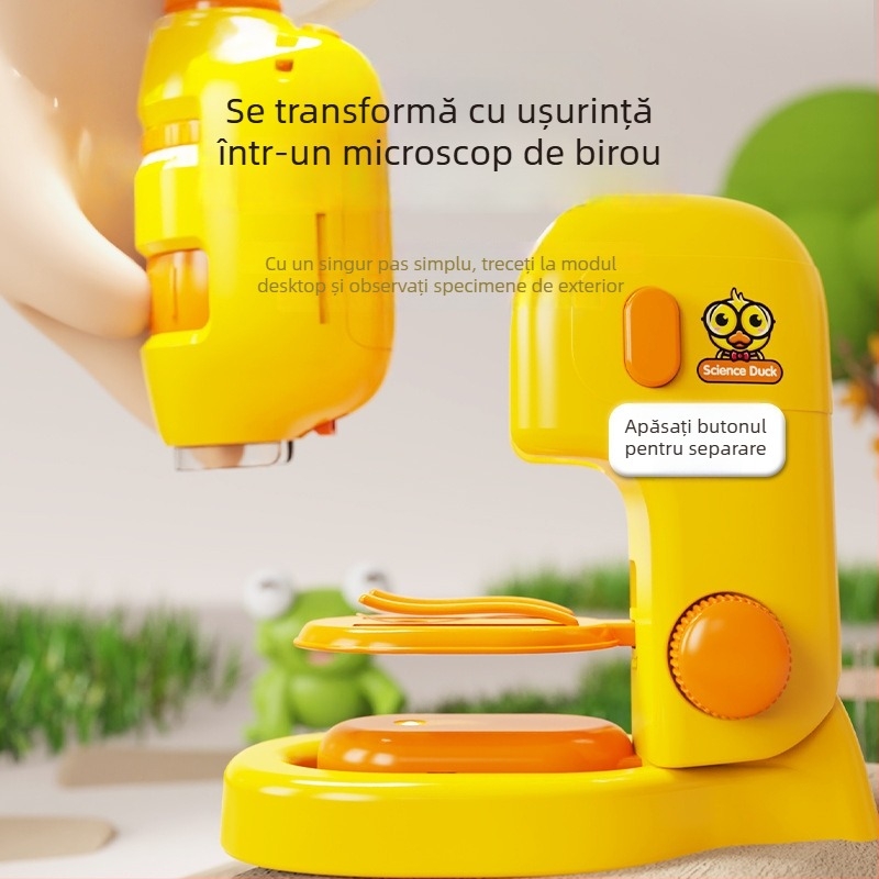 Microscop portabil pentru copii, set de experimente științifice pentru ciclul primar, mostre de insecte și plante, jucărie STEM pentru băieți și fete