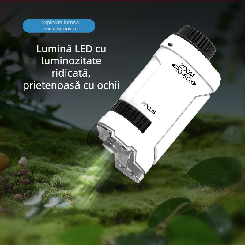 Microscop optic portabil pentru copii, set de experimente științifice, jucărie educativă pentru grădiniță și gimnaziu