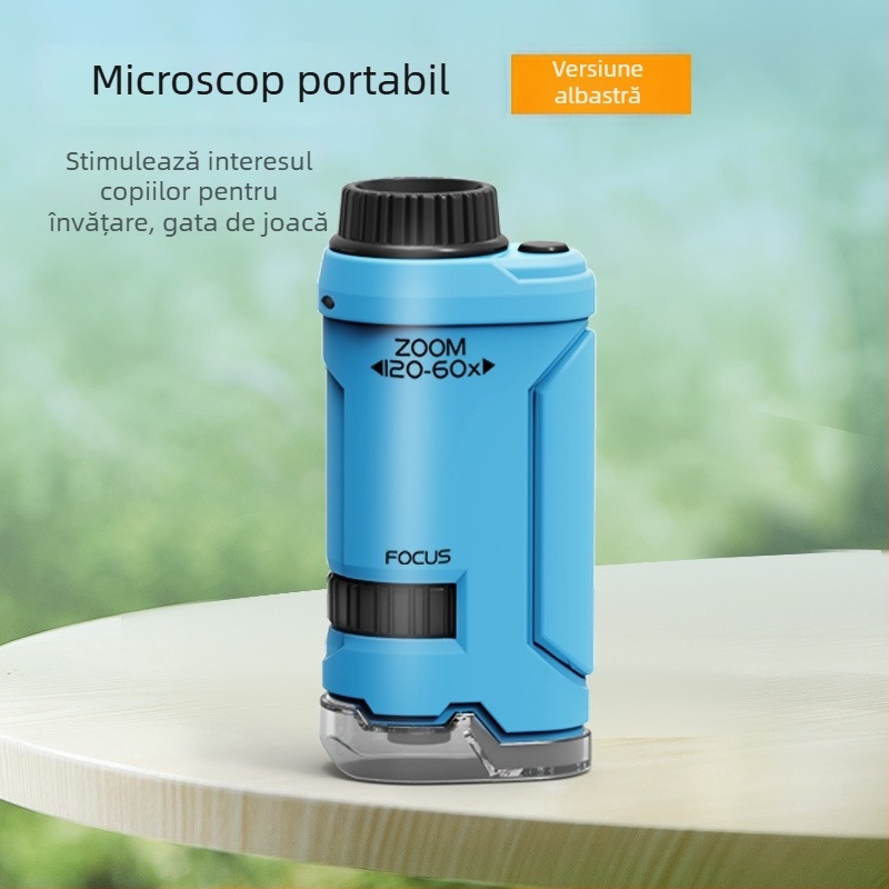 Microscop optic portabil pentru copii, set de experimente științifice, jucărie educativă pentru grădiniță și gimnaziu