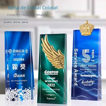 Trofeu din cristal decorativ, imprimare color a fotografiei și gravură metalică, cadouri corporative și suveniruri pentru echipă