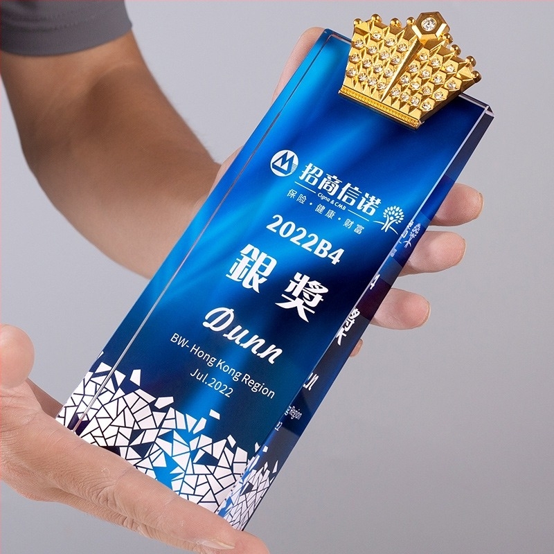 Trofeu din cristal decorativ, imprimare color a fotografiei și gravură metalică, cadouri corporative și suveniruri pentru echipă