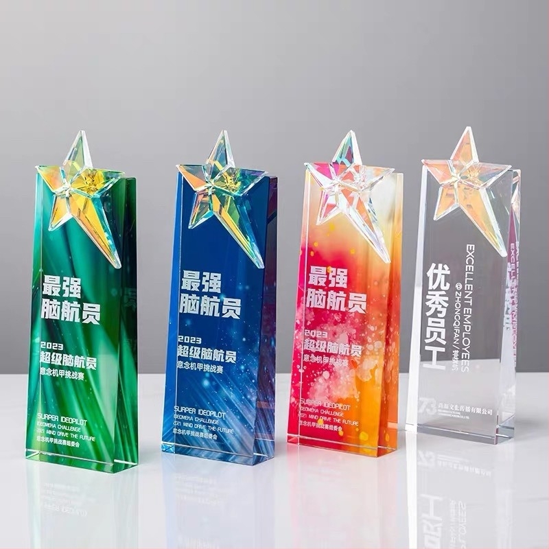 Trofeu din cristal decorativ, imprimare color a fotografiei și gravură metalică, cadouri corporative și suveniruri pentru echipă