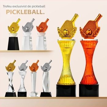 Trofeu Pickleball — Premiu creativ din rășină în nuanțe de aur, argintiu și cupru.