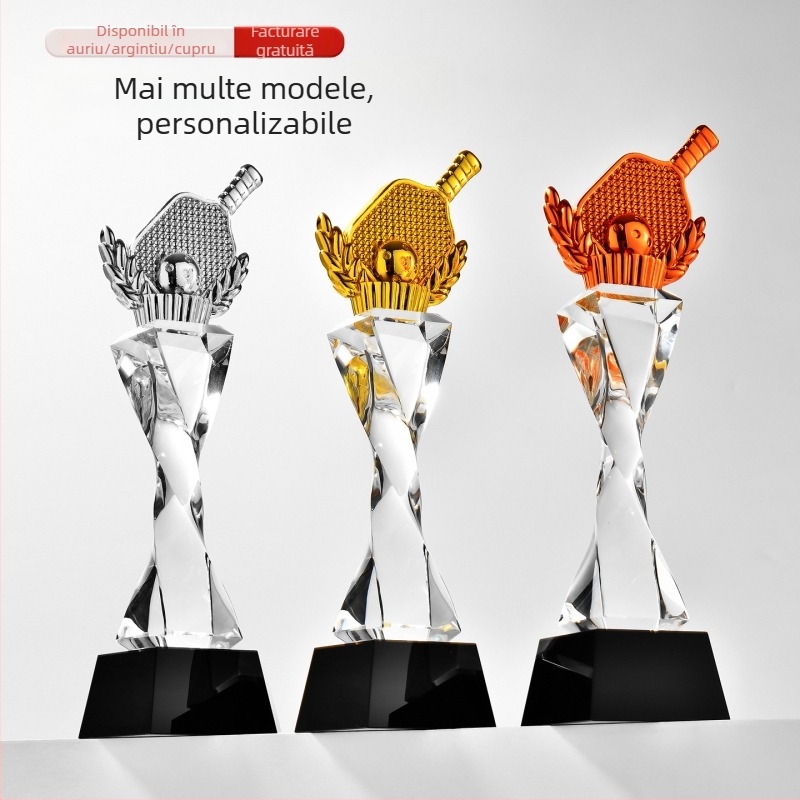 Trofeu Pickleball — Premiu creativ din rășină în nuanțe de aur, argintiu și cupru.