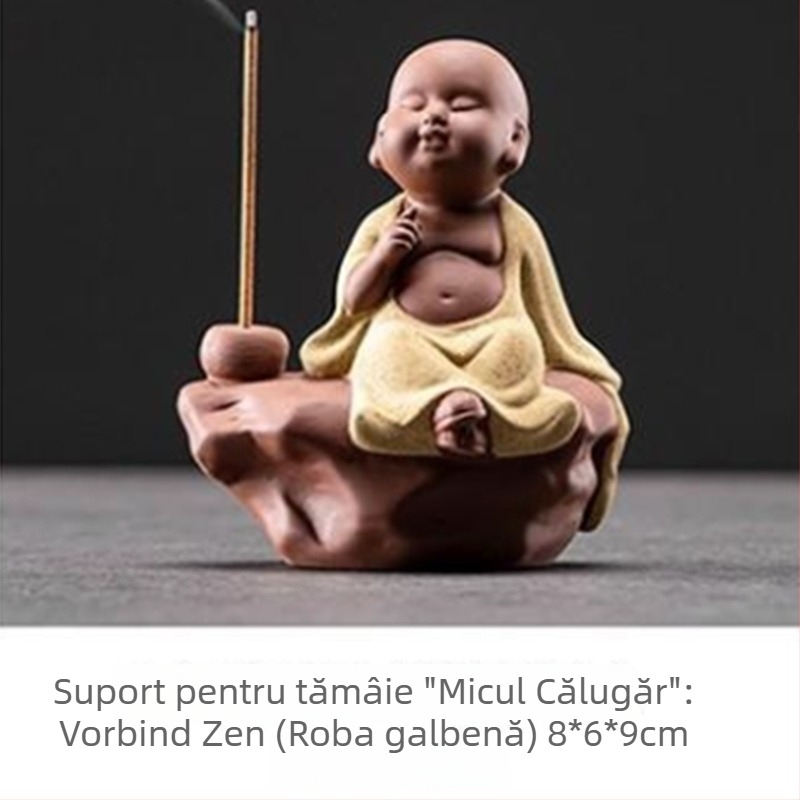 Suport ceramic pentru bețișoare de tămâie în formă de călugăr mic, decor pentru casă, tea pet, stil chinezesc nou