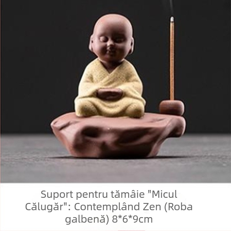 Suport ceramic pentru bețișoare de tămâie în formă de călugăr mic, decor pentru casă, tea pet, stil chinezesc nou