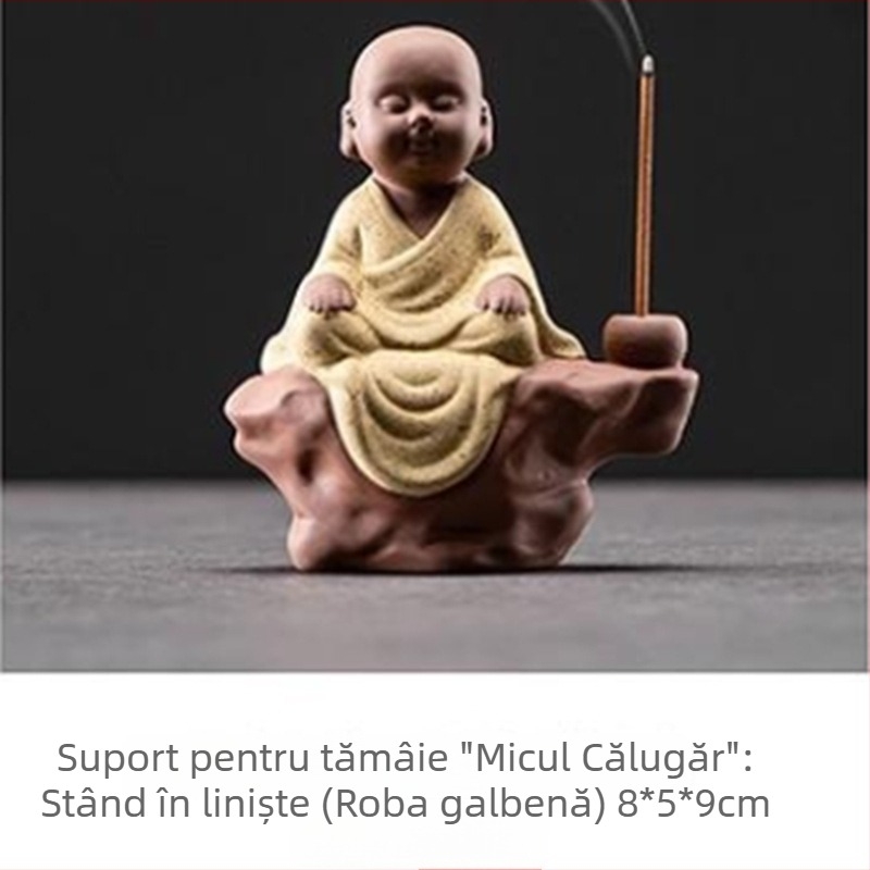 Suport ceramic pentru bețișoare de tămâie în formă de călugăr mic, decor pentru casă, tea pet, stil chinezesc nou