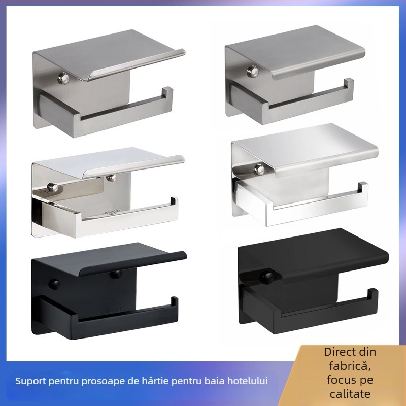 Suport pentru hârtie igienică montat pe perete din oțel inoxidabil, design minimalist nordic pentru baie