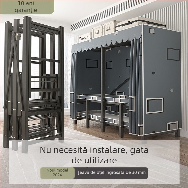 Dulap fără montaj, dulap textil pliabil cu cadru din oțel, solid și durabil