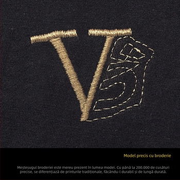Tricou de bărbați cu căptușeală din fleece, croială slim, mânecă lungă, decolteu în V și guler înălțat