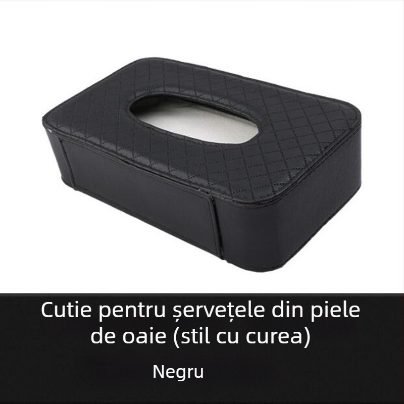 Cutie de șervețele din piele pentru mașină — organizator suspendat pentru parasolar și spatele scaunului