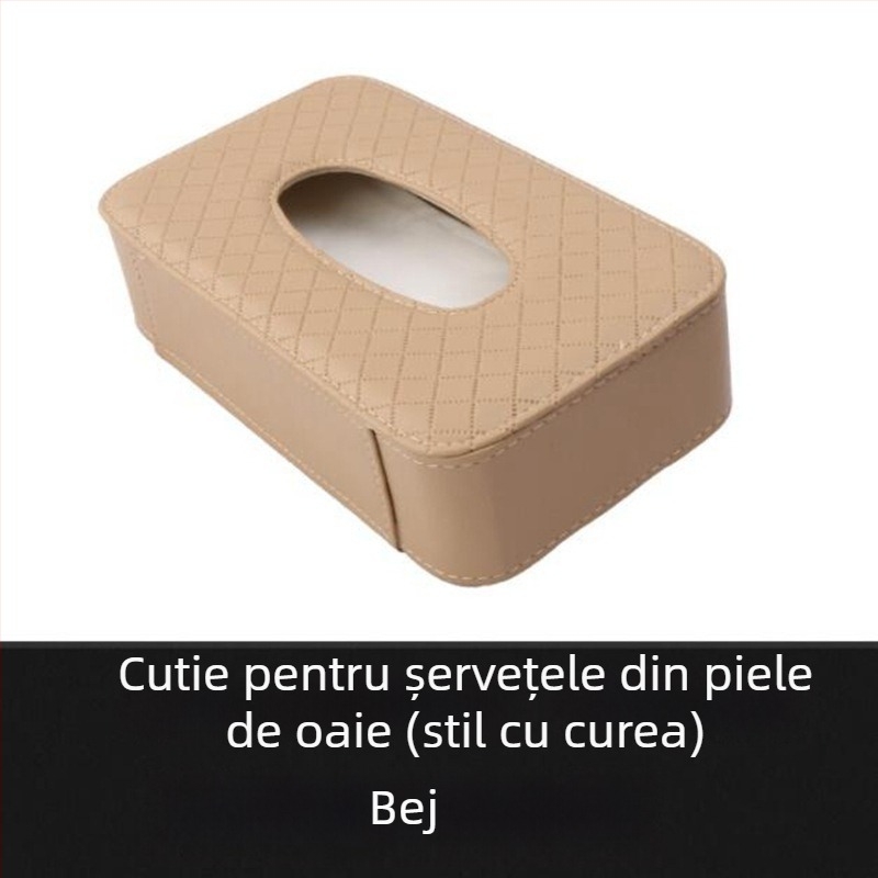 Cutie de șervețele din piele pentru mașină — organizator suspendat pentru parasolar și spatele scaunului