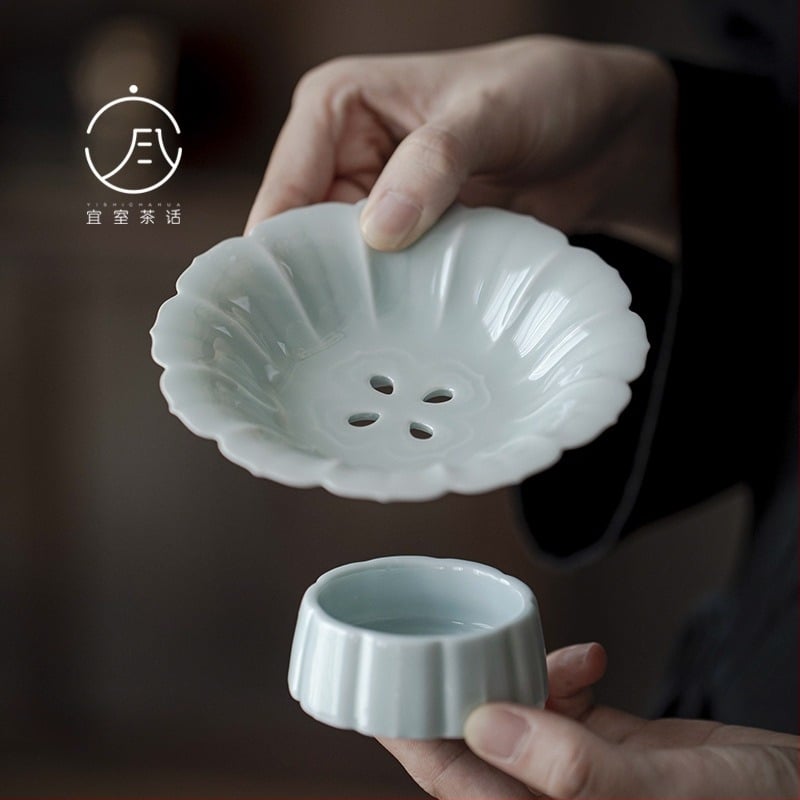Tavă ceramică de scurgere pentru ceai cu picioare înalte, farfurie pentru fructe, mică farfurie pentru dim sum, farfurie pentru fructe uscate, accesorii pentru ceremonia ceaiului