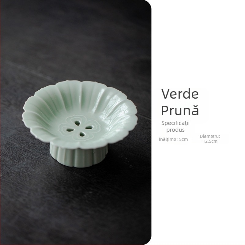 Tavă ceramică de scurgere pentru ceai cu picioare înalte, farfurie pentru fructe, mică farfurie pentru dim sum, farfurie pentru fructe uscate, accesorii pentru ceremonia ceaiului