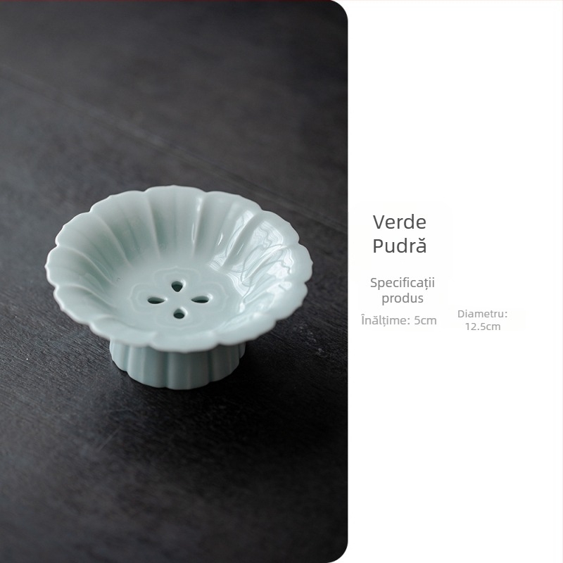 Tavă ceramică de scurgere pentru ceai cu picioare înalte, farfurie pentru fructe, mică farfurie pentru dim sum, farfurie pentru fructe uscate, accesorii pentru ceremonia ceaiului
