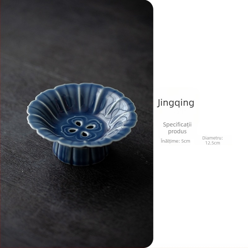 Tavă ceramică de scurgere pentru ceai cu picioare înalte, farfurie pentru fructe, mică farfurie pentru dim sum, farfurie pentru fructe uscate, accesorii pentru ceremonia ceaiului