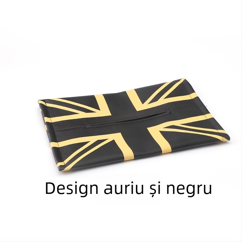 Suport din piele pentru șervețele auto BMW Mini, cu design Union Jack