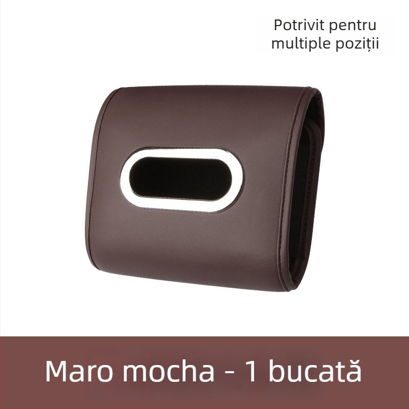 Cutie de șervețele din piele pentru mașină, fixată pe cotieră, organizator interior de lux