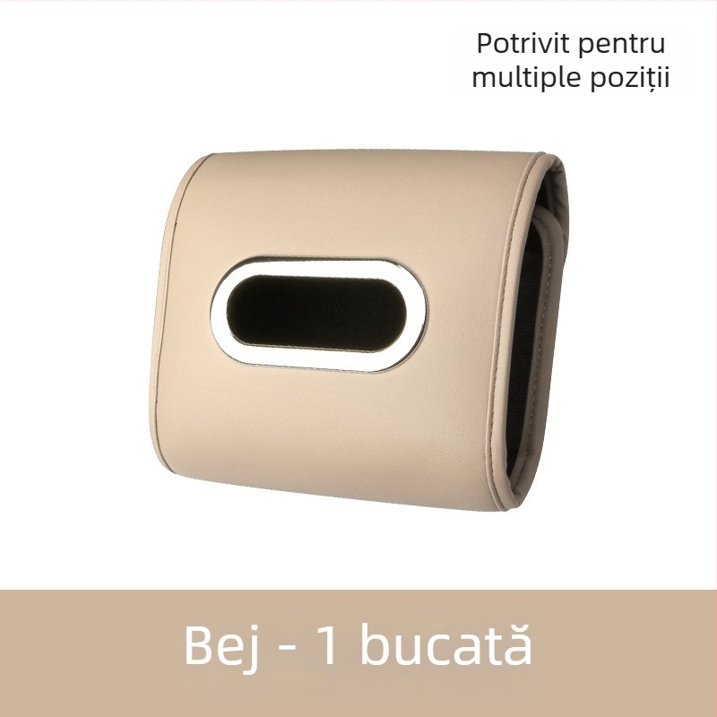 Cutie de șervețele din piele pentru mașină, fixată pe cotieră, organizator interior de lux