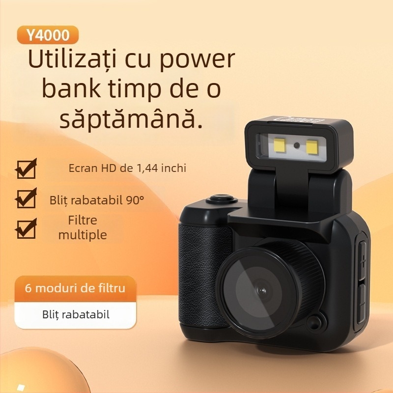 Cameră digitală mini portabilă pentru studenți, cu filtru retro – fotografii și videoclipuri în HD