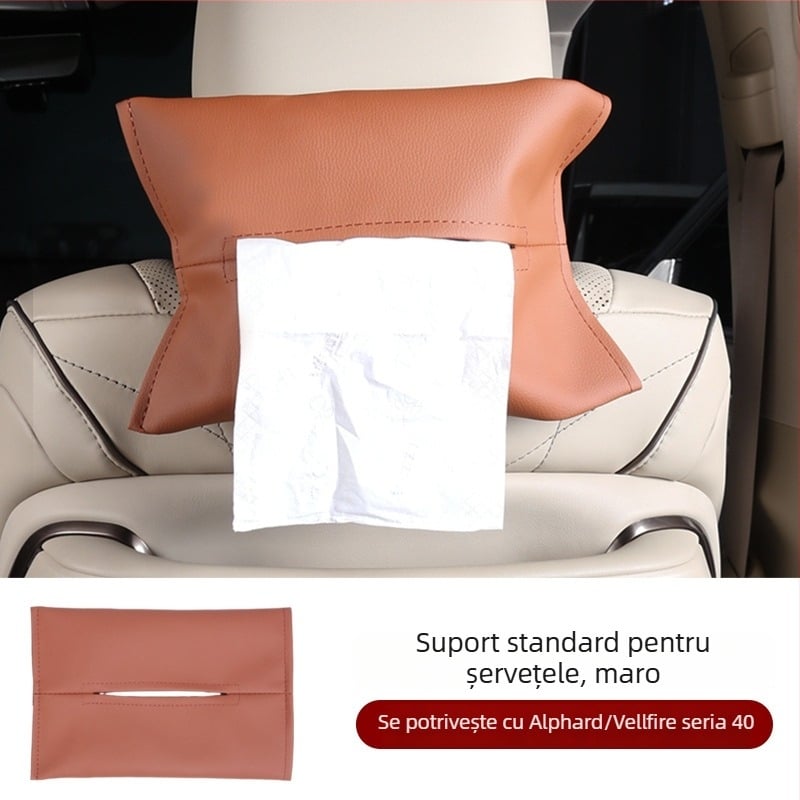 Cutie de șervețele din piele pentru Alphard 40 Series, compatibilă cu modelele 15–24, accesoriu interior auto