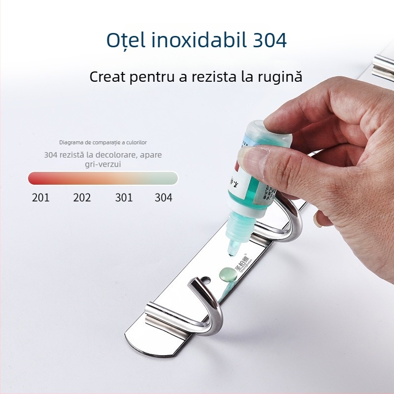 Cuier de perete fără găuri din oțel inoxidabil 304, cu adeziv puternic pentru haine, bucătărie și baie